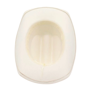 Top view of ivory western fedora interior showing the sweatband and adjustable drawstring