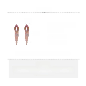 Detailed size and material chart for gradient tassel earrings with silver needle
