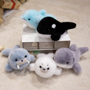 Peluche Animaux Marins Peluche Courte Douce Dauphin Requin Phoque Orque Morse Pour Enfants Poupée Confort Déco Chambre