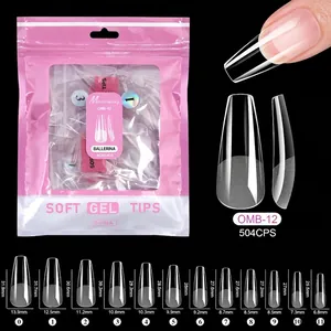 Tabella taglie dettagliata per 504 pezzi unghie in gel in 12 diverse misure a mandorla
