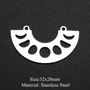 Detail of 32x28mm stainless steel crescent moon phase pendant for DIY jewelry making