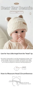 Detailed guide for measuring baby head circumference and soft plush bear hat material