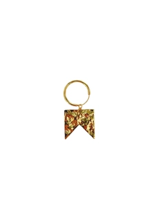 Minimalist gold irregular geometric earrings with hammered texture on white background