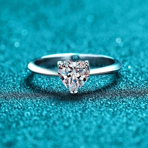 925 Sterling Silver Heart Moissanite Ring For Women Minimalist Zirconia Engagement Wedding Jewelry Elegant Finger Ring Gift