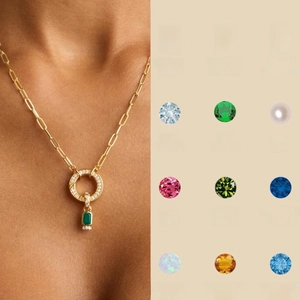 Minimalist 18K Gold Plated Copper Birthstone Pendant Necklace For Women With Rectangular Zircon Gemstone Elegant Jewelry Gift