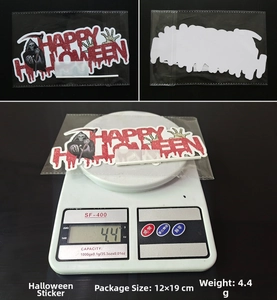 Detailed view of Grim Reaper Happy Halloween cake topper set showing weight on scale