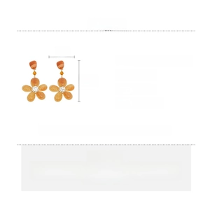 Detail specifications of orange resin flower earrings with 6.5x4cm size and weight info