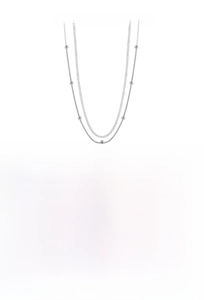 Detailed view of S925 sterling silver double-layer snake chain with silver beads
