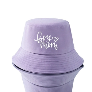 Bob minimaliste en toile violette avec imprimé blanc boy mom et motif cœur