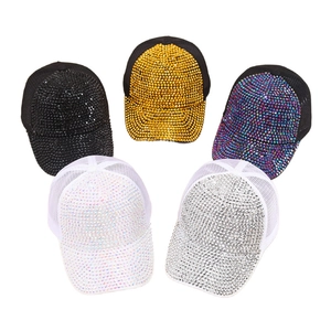 Fashion Rhinestone Studded Baseball Cap Glitter Mesh Trucker Hat For Women Men Bling Snapback Adjustable Breathable Sun Hat