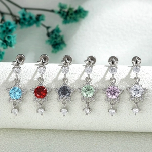 Star Zircon Cartilage Earring Screw Back Dangle Piercing Jewelry Titanium Steel For Women Girls