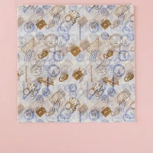 Vintage food grade wax paper sheets with air mail patterns 50 sheets per pack