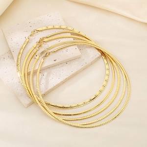 Stainless Steel Flat Herringbone Chain Necklace For Women Engraved Cross Pattern Gold Silver Color Choker Fashion Jewelry