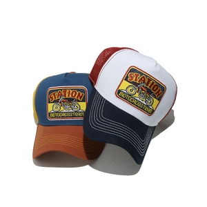 Vintage Motocross Team trucker hats with mesh back and retro embroidery for sun protection