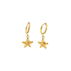 Minimalist 18k gold plated stainless steel starfish hoop earrings for women