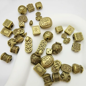 Antique bronze ethnic spacer beads with Chinese characters for DIY jewelry making