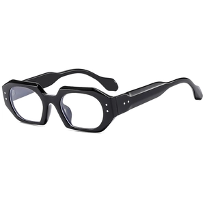 Black hexagon sunglasses with silver rivet accents and polished wide temples for outdoors