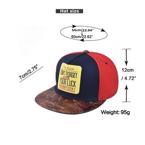 Dimensions de la casquette à visière plate avec tour de tête réglable 56-60cm