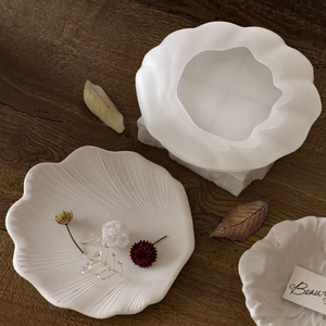 Silicone flower petal tray mold with organic leaf texture for DIY resin casting and plaster