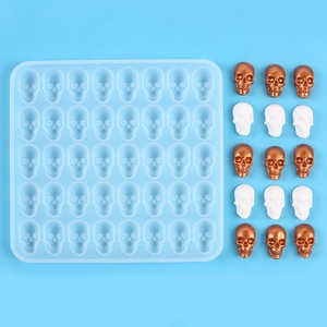 Detailed silicone mold for DIY Halloween skull-shaped chocolates and fondant toppers