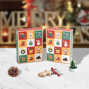 Christmas countdown advent calendar boxes set with festive illustrations for DIY holiday gifts