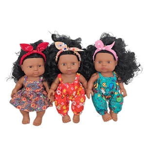 Realistic 18-47CM African reborn dolls with colorful floral outfits and headbands