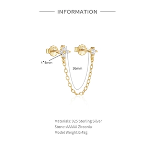 Macro detail of S925 sterling silver stamp on golden tassel flower stud earrings