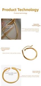 Close-up of golden flat snake bone bracelet showing polished stainless steel texture