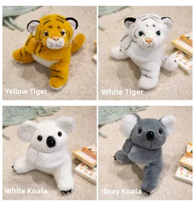 Realistic tiger and koala plush snap bracelets in four diverse animal styles