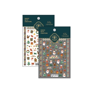 3D Christmas embossed nail art stickers featuring Santa, reindeer and gingerbread patterns