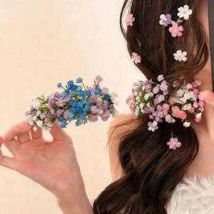 Elegant Baby's Breath Flower Hair Clip Resin Floral Duckbill Alligator Pin For Women Wedding Banquet Party Accessory