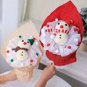 Christmas Snowman DIY Decoration Accessories For Flower Bouquets Knitted Hat And Striped Scarf Festive Floral Ornament Decor