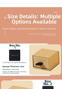 Detail of kraft paper jewelry drawer box 5x5x3.5cm with black ribbon handle and foam insert