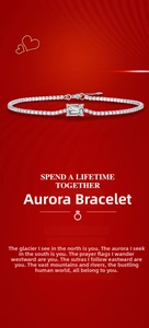 Detail of S925 silver moissanite tennis bracelet with emerald cut center stone on red background