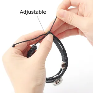 Luminous dragon eye leather bracelet with adjustable braided strap in punk style