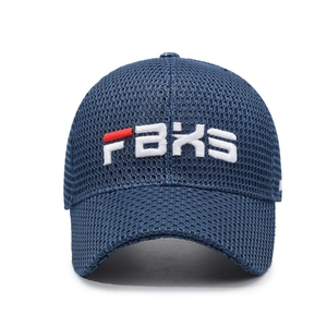 Navy blue breathable mesh baseball cap featuring 3D embroidered FBXS logo for summer