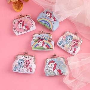 Unicorn and owl cartoon coin purses with vintage metal clasp on a pink background