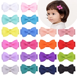 Barrettes à Cheveux Nœud en Ruban Gros-Grain Polyester pour Bébés Filles Couleur Unie Antidérapant Accessoires de Cheveux
