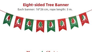 Christmas felt bunting banner detail showing 16x26cm flags and 3m rope length