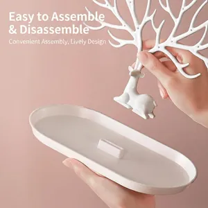White deer antler jewelry organizer stand for earring display and desktop storage rack