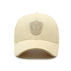 Beige cotton baseball cap with CLASS FREEDOM embroidery and curved brim for outdoor wear