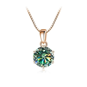 Rose gold 925 sterling silver necklace with 1 carat moissanite solitaire pendant