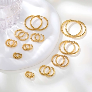 Minimalist Stainless Steel Hoop Earrings High Polished Round Circle Jewelry For Women Men Daily Wear