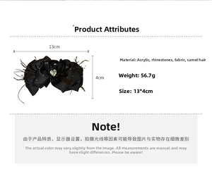 Détails de la pince à cheveux nœud à strass cœur avec matériau acrylique et taille 13x4cm
