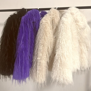 Short faux fur jackets for women in purple, black, white and beige colors