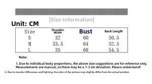 Size chart detail for vintage knitted cardigan showing shoulders and bust measurements