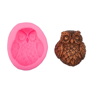 Grand moule en silicone hibou pour pâtisserie et chocolat avec texture de plumes