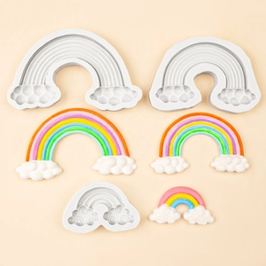 Regenbogen und Wolken Silikonform-Set für Tortendeko in drei verschiedenen Größen