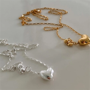 Minimalist 925 sterling silver heart pendant necklaces in gold and silver finishes
