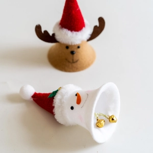 Christmas plush ornaments with snowman and reindeer bells for holiday tree decoration